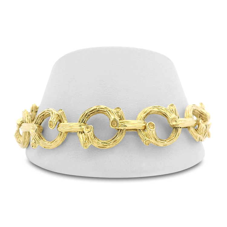 Estate Cartier Bracelet Cartier Estate Retro 18K Yellow Gold Bark Link Bracelet