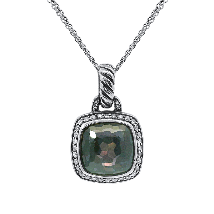Estate David Yurman Necklaces and Pendants David Yurman Estate Albion Iolite and Diamond Pendant