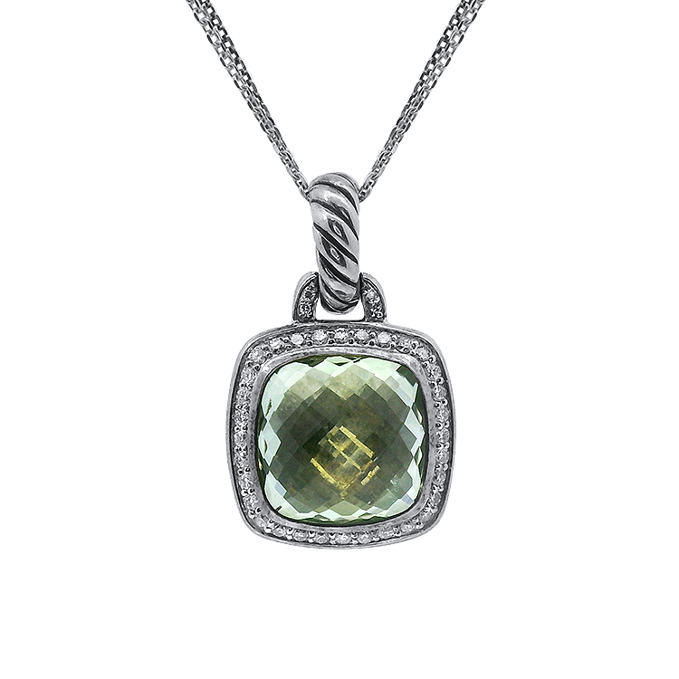Estate David Yurman Necklaces and Pendants David Yurman Estate Albion Prasiolite and Diamond Pendant
