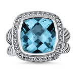 Estate David Yurman Ring David Yurman Estate Albion Ring with Blue Topaz & Diamonds 4.5