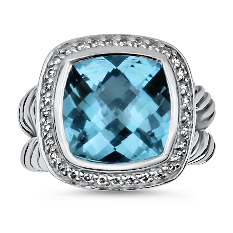 Estate David Yurman Ring David Yurman Estate Albion Ring with Blue Topaz & Diamonds 4.5