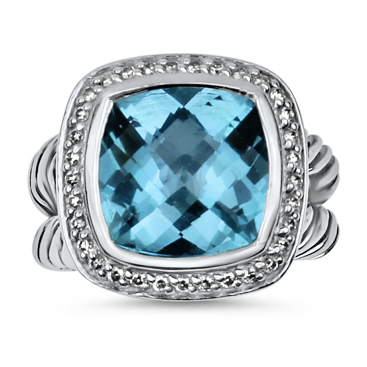 David Yurman Estate Albion Ring with Blue Topaz Diamonds