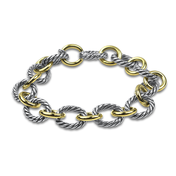 Estate David Yurman Bracelet David Yurman Estate Silver & 18k Yellow Gold Oval Link Chain Bracelet