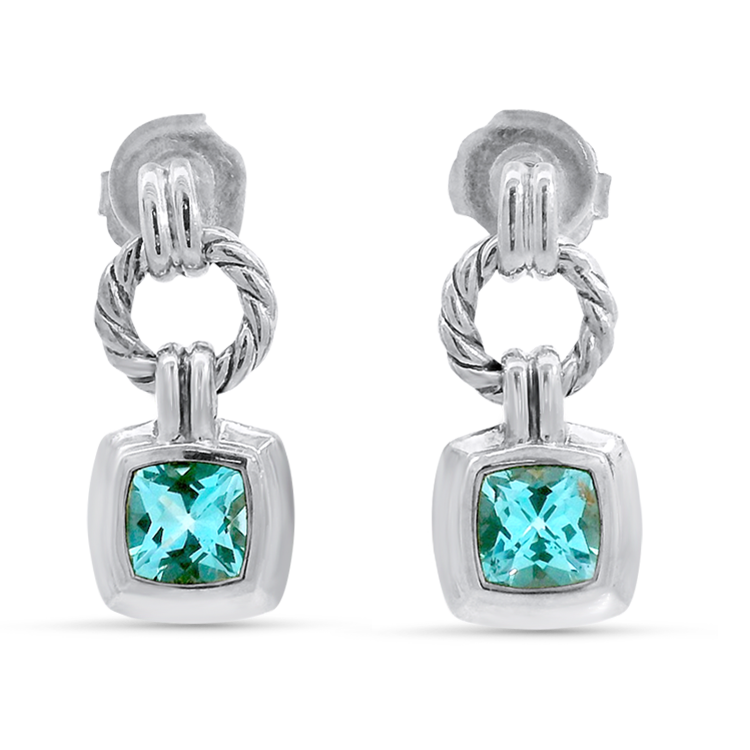 Estate David Yurman Earrings David Yurman Estate Sterling Silver & 14K Gold Blue Topaz Dangle Earrings
