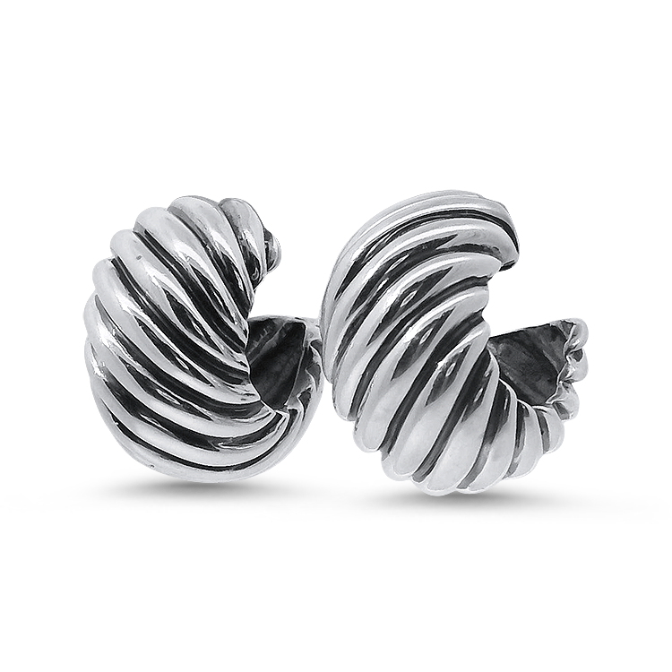 Estate David Yurman Earring David Yurman Estate Sterling Silver & 14k Yellow Gold Cable Hoop Earrings