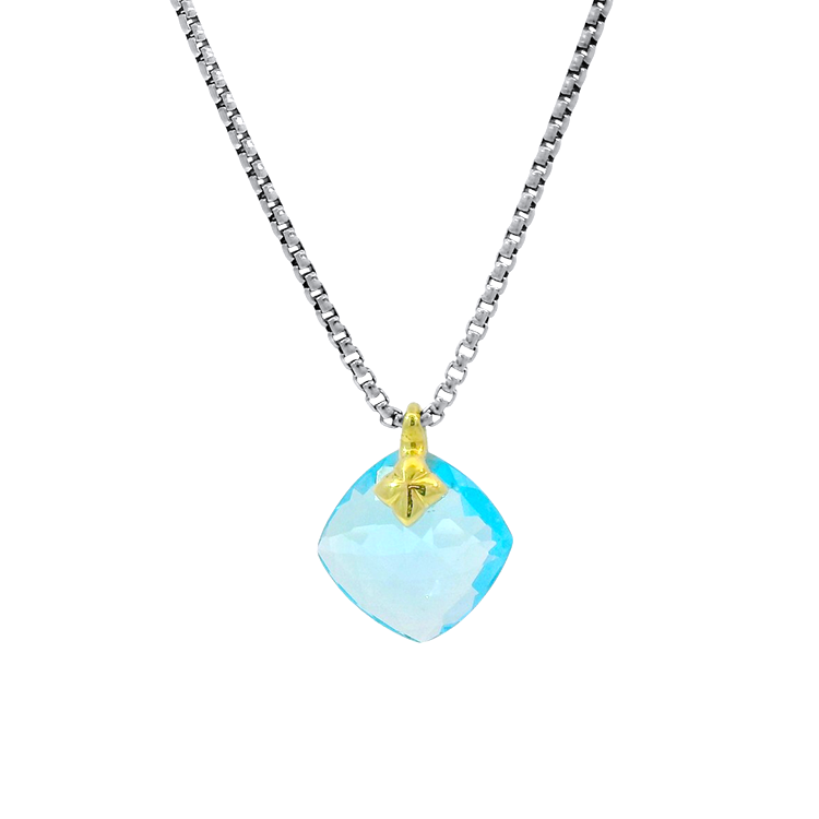 Estate David Yurman Necklaces and Pendants David Yurman Estate Sterling Silver & 18K Gold Capri Blue Topaz Necklace