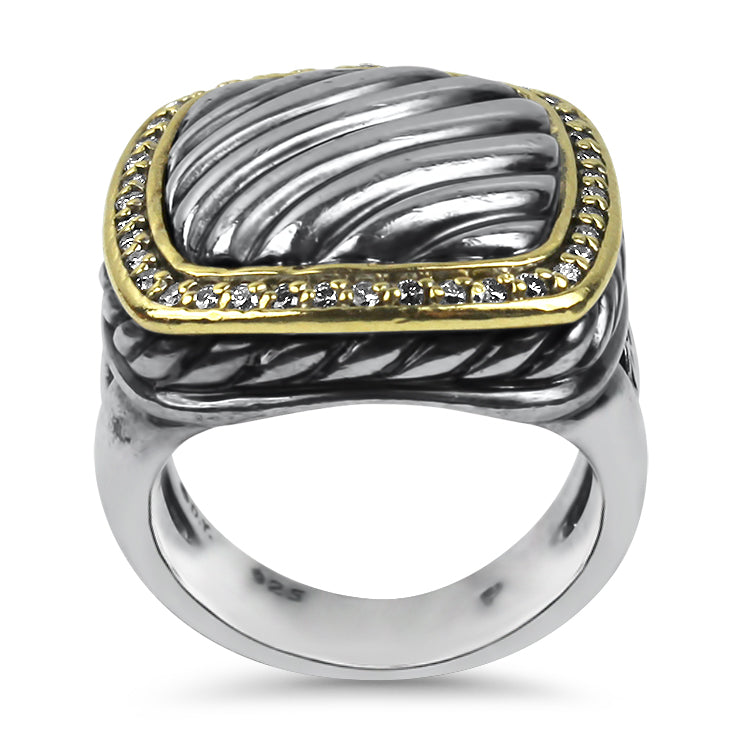 Estate David Yurman Ring David Yurman Estate Sterling Silver & 18k Yellow Gold Albion Diamond Ring 5.5