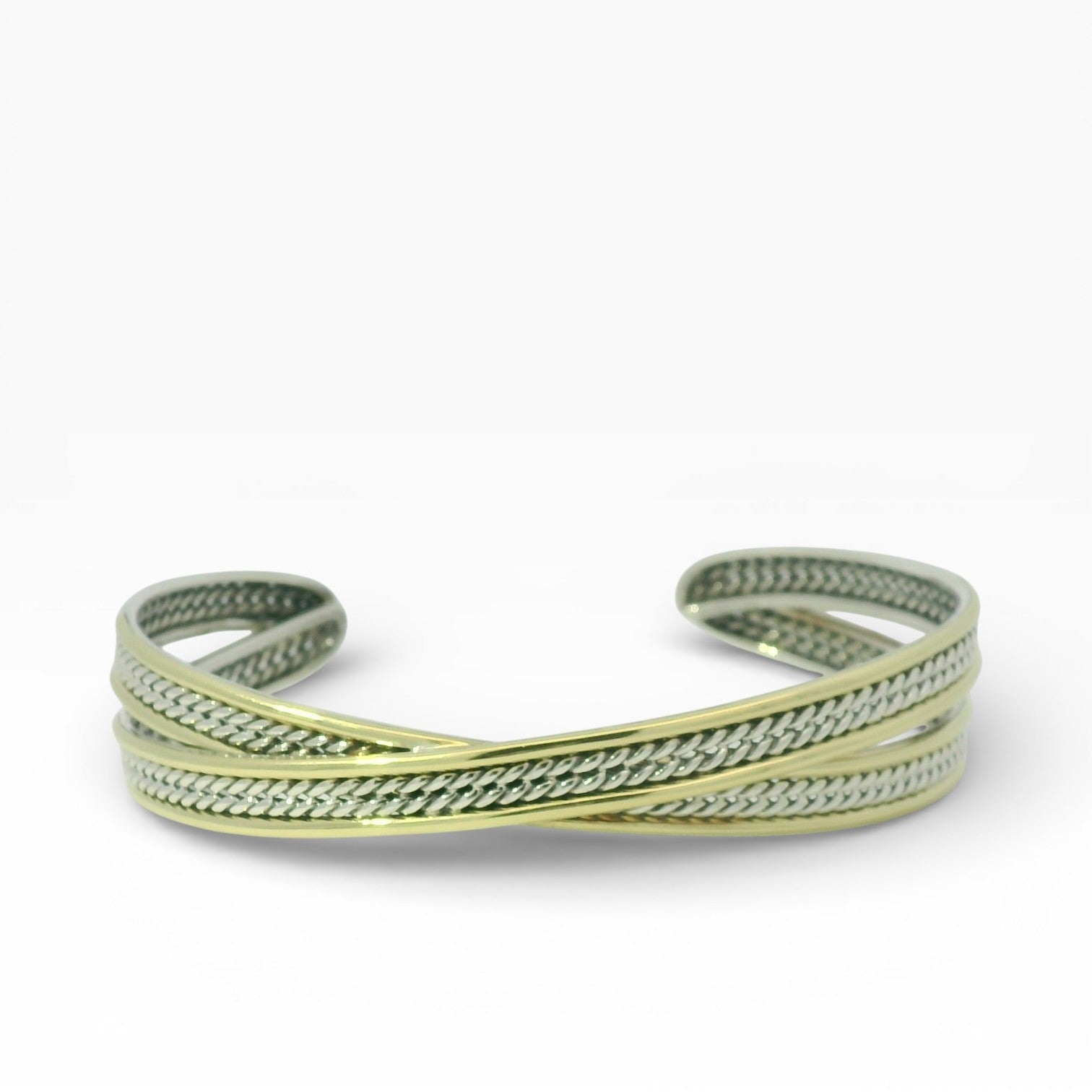 Estate David Yurman Bracelet David Yurman Estate Sterling Silver & 18K Yellow Gold Origami Cuff Bracelet