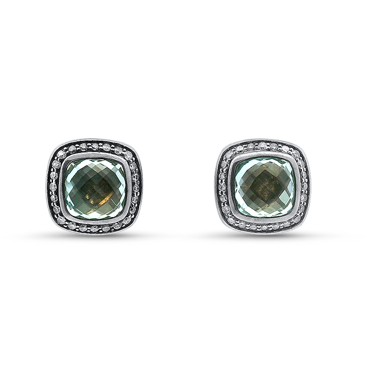 Estate David Yurman Earring David Yurman Estate Sterling Silver Albion Blue Topaz & Diamond Stud Earrings