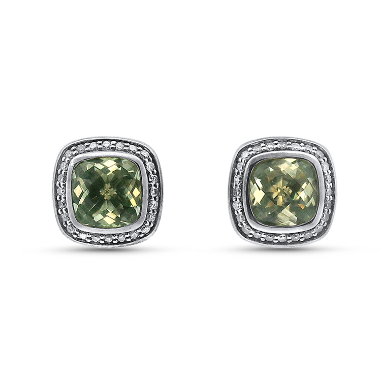 Estate David Yurman Earring David Yurman Estate Sterling Silver Albion Prasiolite & Diamond Stud Earrings