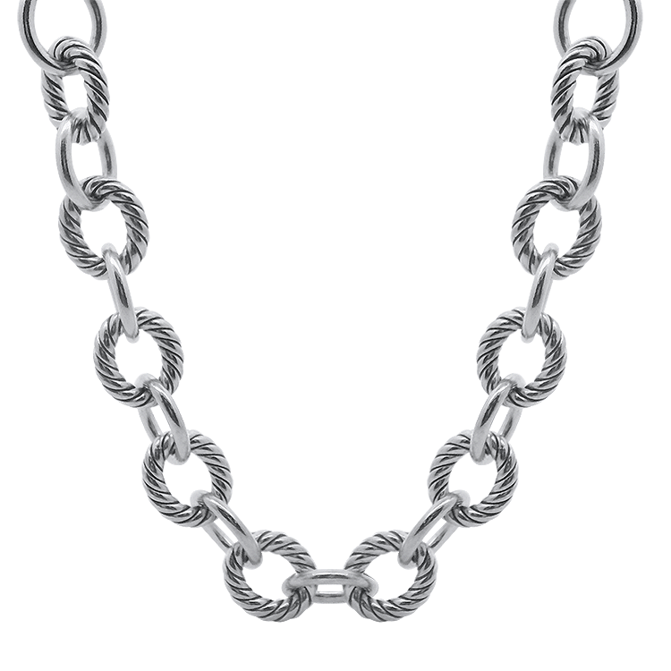 Estate David Yurman Necklaces and Pendants David Yurman Estate Sterling Silver Alternating Oval Link Necklace