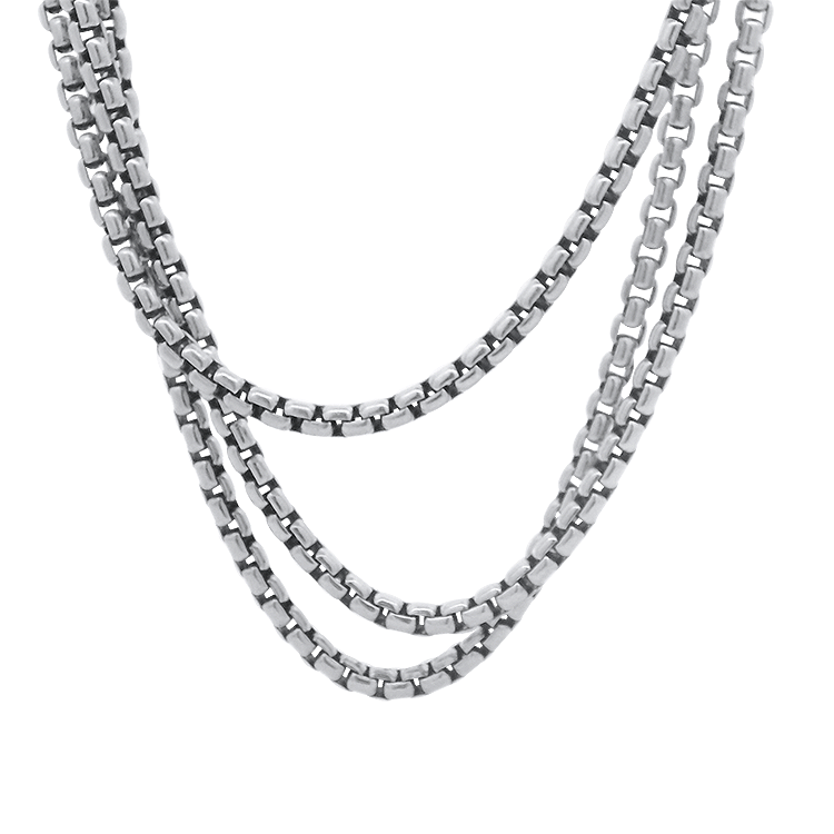 Estate David Yurman Necklaces and Pendants David Yurman Estate Sterling Silver Multi-Strand Box Link Necklace