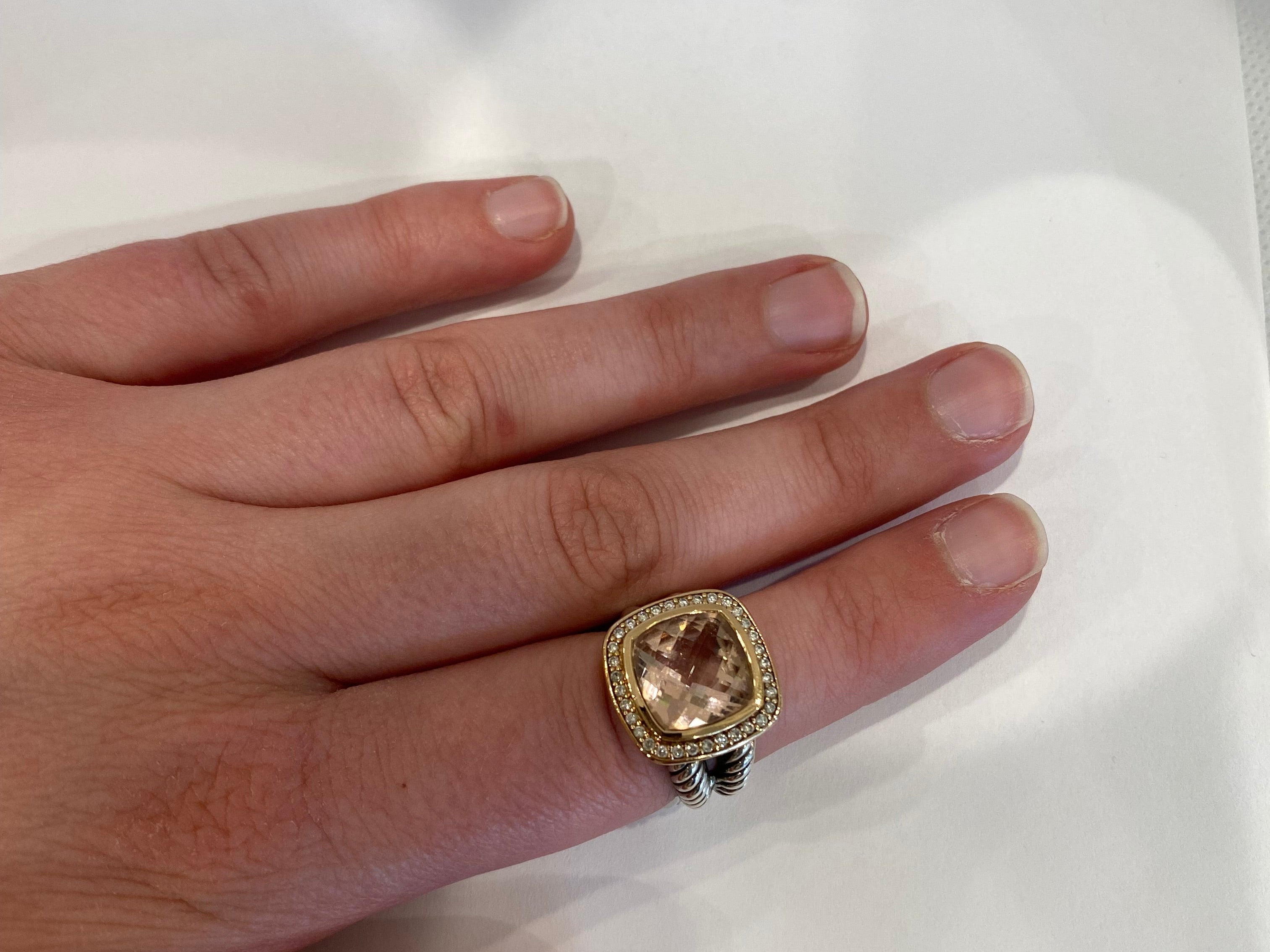 Estate David Yurman Ring Estate David Yurman Albion Sterling Silver & 18k Rose Gold Petite Morganite Ring