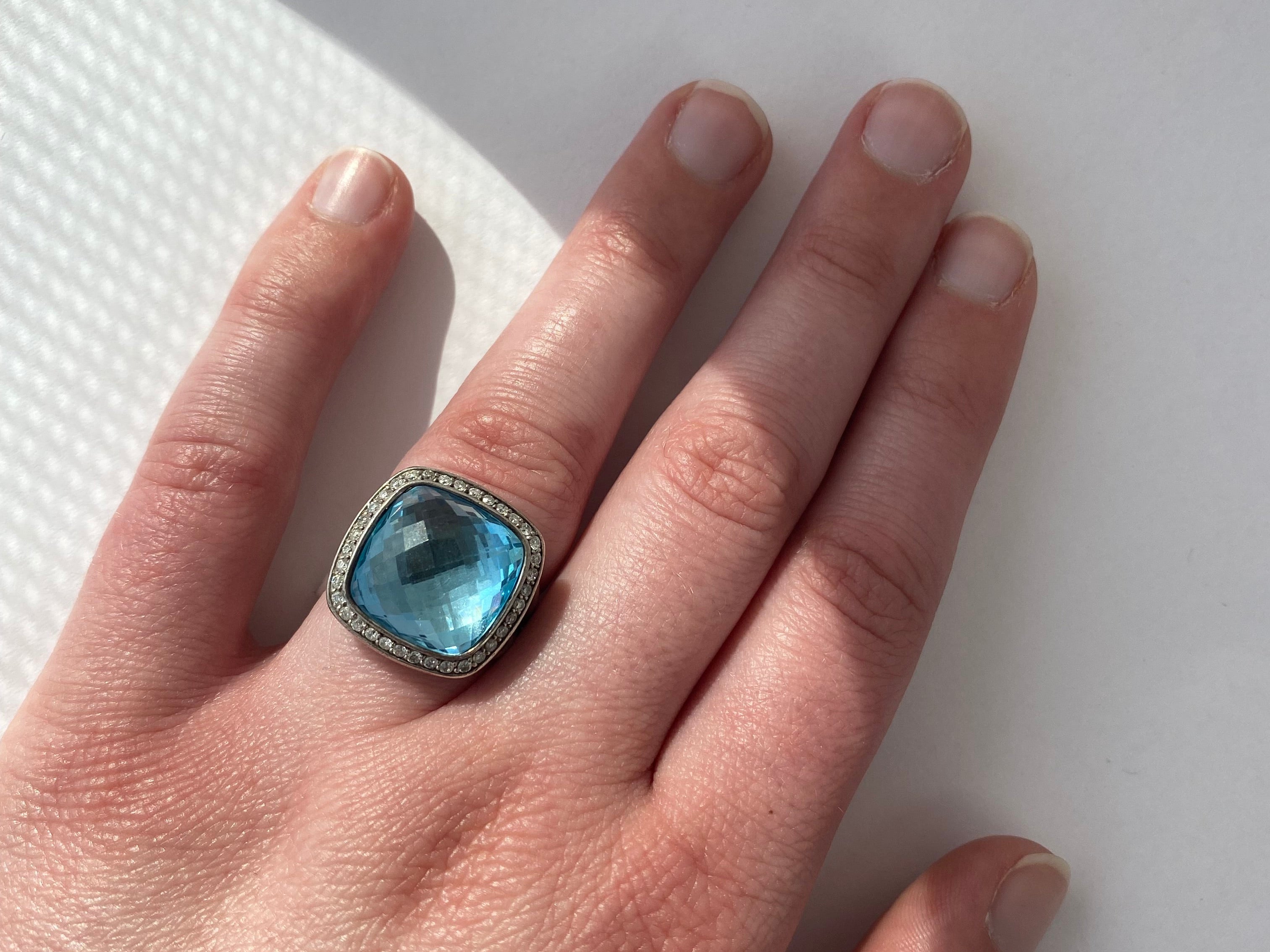 Estate David Yurman Ring Estate David Yurman Albion Sterling Silver Blue Topaz Ring