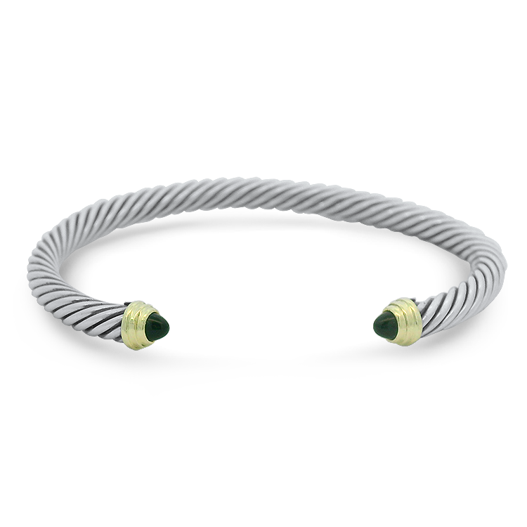 Estate David Yurman Bracelet Estate David Yurman Cable Collection Sterling Silver and 14K Yellow Gold Cuff Bracelet with Black Onyx