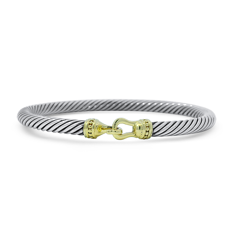 Estate David Yurman Bracelet Estate David Yurman Sterling Silver & 18K Yellow Gold Cable Cuff Bracelet