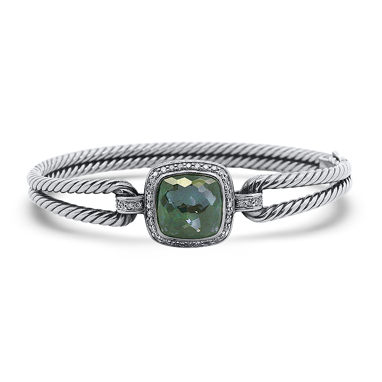 Estate David Yurman Bracelet Estate David Yurman Sterling Silver Albion iolite and Diamond Hinged Bangle Bracelet