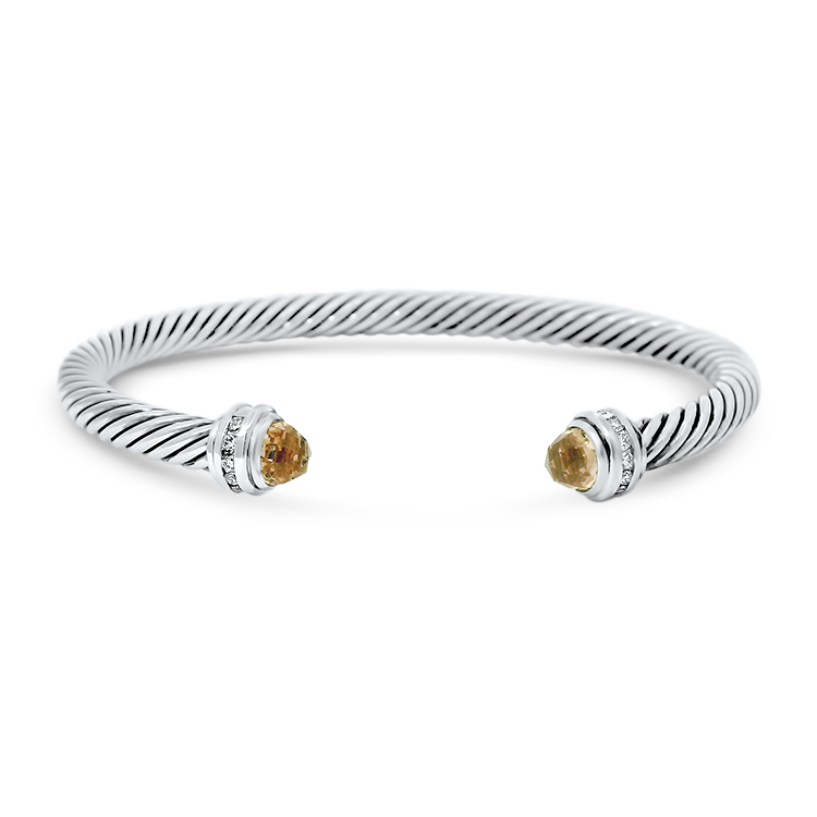 Estate David Yurman Bracelet Estate David Yurman Sterling Silver Morganite Classic Cable Cuff Bracelet