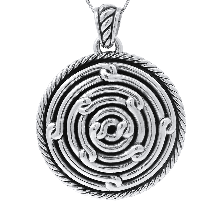 Estate David Yurman Necklaces and Pendants Estate David Yurman Sterling Silver Round Labyrinth Pendant