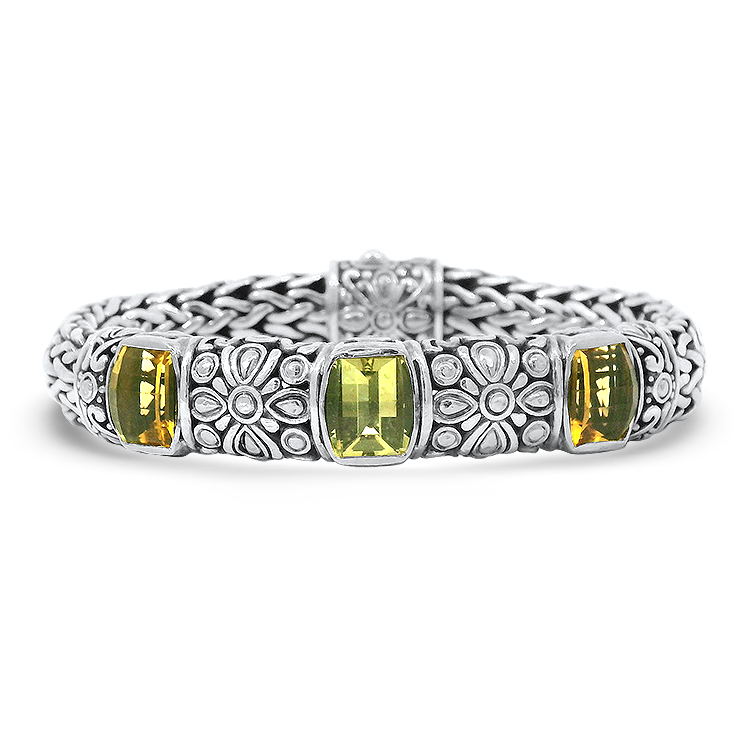 Estate John Hardy Bracelet Estate Sterling Silver & 18K Yellow Gold John Hardy Lemon Quartz & Citrine Bracelet