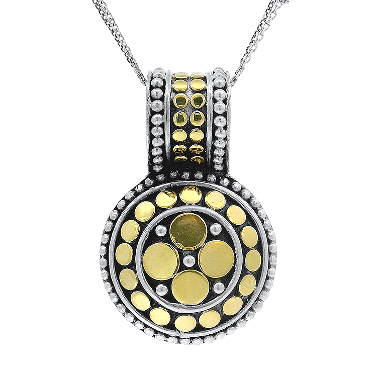 Estate John Hardy Necklaces and Pendants Estate Sterling Silver and 18K Yellow Gold John Hardy Circular Pendant