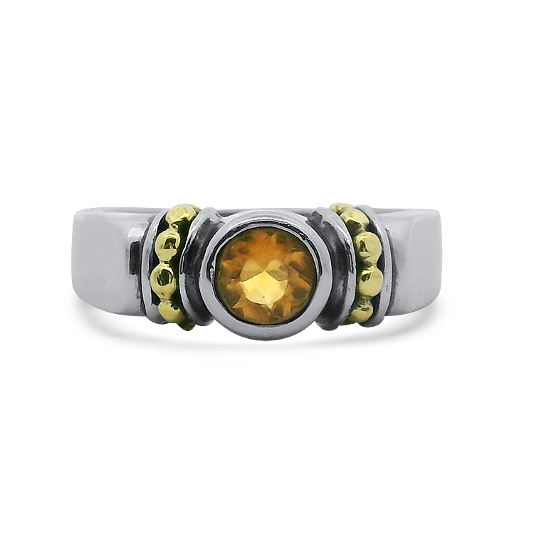 Estate Lagos Ring Estate Lagos Sterling Silver & 18k Yellow Gold Citrine Ring 7