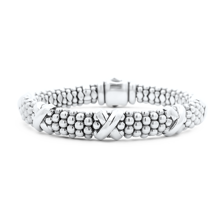 Estate Lagos bracelet Estate Lagos Sterling Silver Caviar X Stations Bracelet