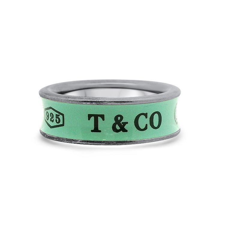 Estate Tiffany & Co. Ring Estate Tiffany & Co. 1837 Sterling Silver Concave Enamel Band