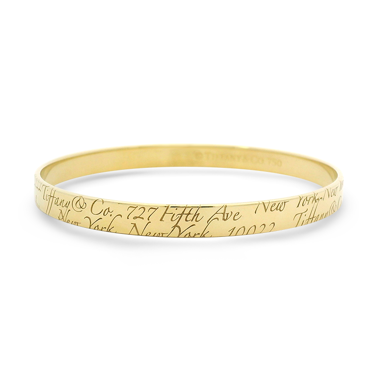 Estate Tiffany & Co. Bracelet Estate Tiffany & Co. 18k Yellow Fifth Avenue Engraved Bangle Bracelet