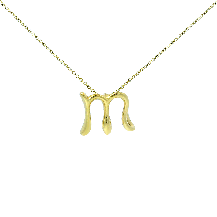 Estate Tiffany & Co. Necklaces and Pendants Estate Tiffany & Co. 18K Yellow Gold Elsa Peretti Small Initial "M" Necklace