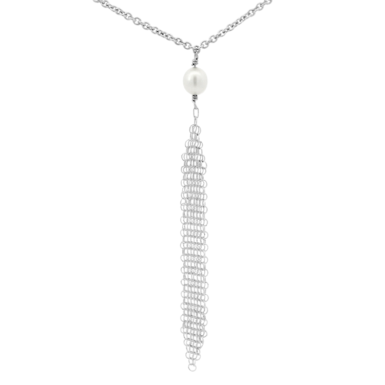 Estate Tiffany & Co. Necklaces and Pendants Estate Tiffany & Co. Elsa Peretti Mesh Tassel Pearl Pendant Necklace
