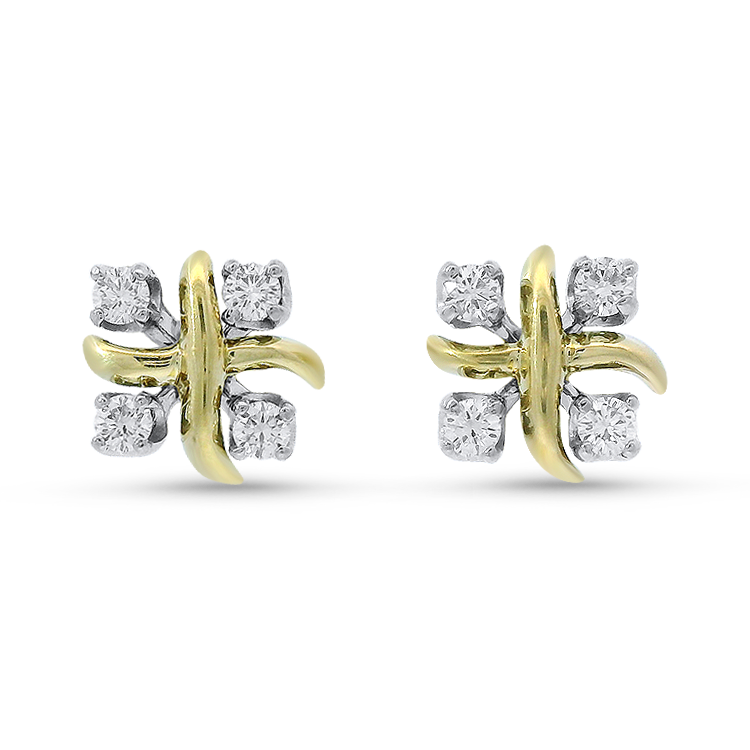 Estate Tiffany & Co. Earrings Estate Tiffany & Co. Platinum & 18K Yellow Gold Diamond X-Motif Earrings