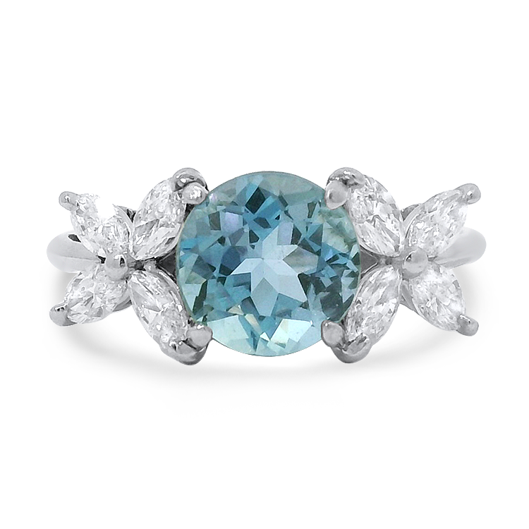 Estate Tiffany & Co. Ring Estate Tiffany & Co. Platinum Victoria Aquamarine & Diamond Ring 5.75