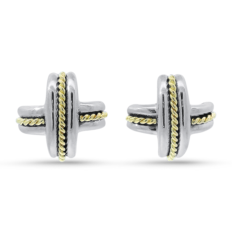 Estate Tiffany & Co. Earrings Estate Tiffany & Co. Sterling Silver & 18K Yellow Gold X-Motif Earrings