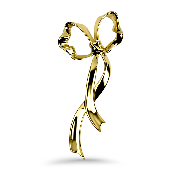 Estate Tiffany Co. Vintage 18K Yellow Gold Bow Ribbon Brooch