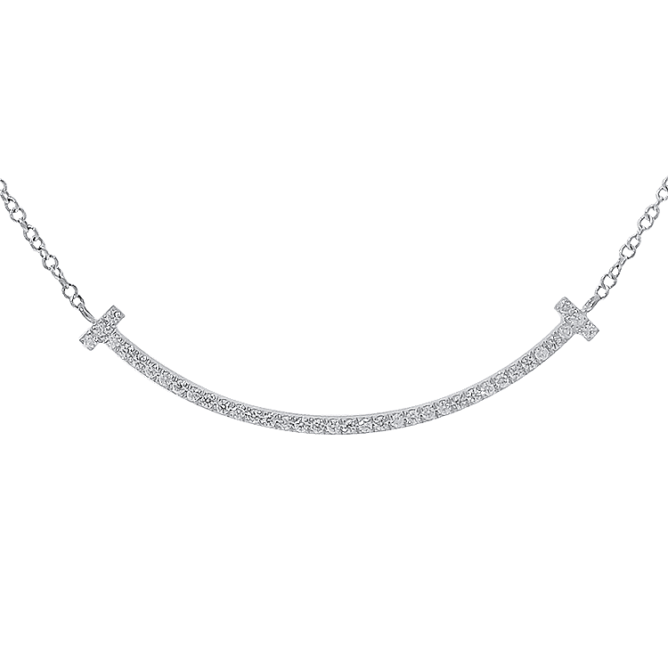 Estate Tiffany & Co. Necklaces and Pendants Tiffany & Co. 18K White Gold Diamond Smile Necklace