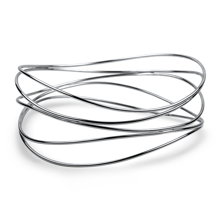 Estate Tiffany & Co. Bracelet Tiffany & Co. Estate 18K White Gold Five-Wire Wave Bangle Bracelet