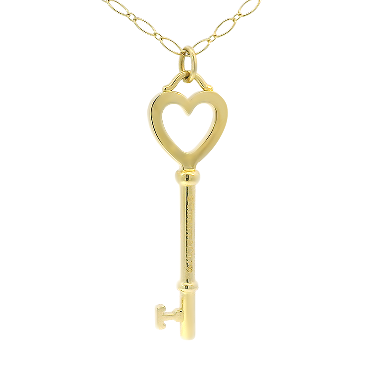Estate Tiffany & Co. Necklaces and Pendants Tiffany & Co. Estate 18K Yellow Gold Heart Key Pendant Necklace