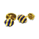 Estate Tiffany & Co. Men's Jewelry Tiffany & Co. Estate 18K Yellow Gold Jean Schlumberger Blue Enamel Cufflinks