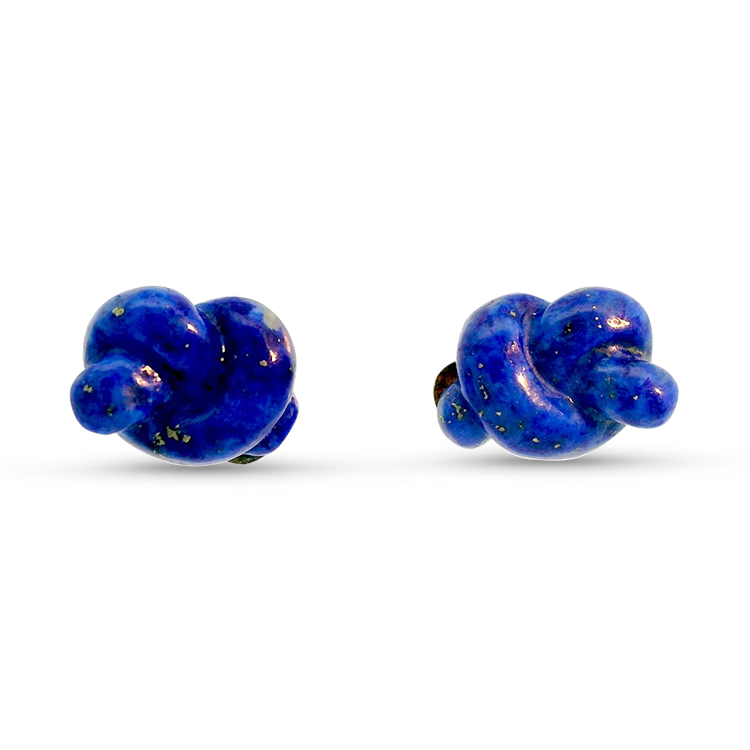 Estate Tiffany & Co. Earrings Tiffany & Co. Estate 18K Yellow Gold Lapis Lazuli Pretzel Knot Stud Earrings