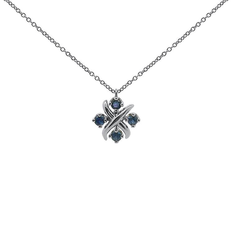 Estate Tiffany & Co. Necklaces and Pendants Tiffany & Co. Estate Platinum Sixteen Stone Sapphire Necklace