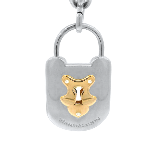 ティファニー　ピンバッジ　18K 925　Diplomats Club Tiffany & Co. Estate Sterling Silver & 18K Rose Gold Padlock