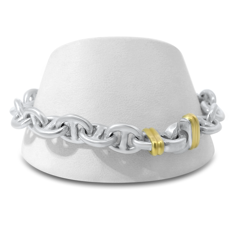Estate Tiffany & Co. Bracelet Tiffany & Co. Estate Sterling Silver & 18K Yellow Gold Anchor Link Bracelet
