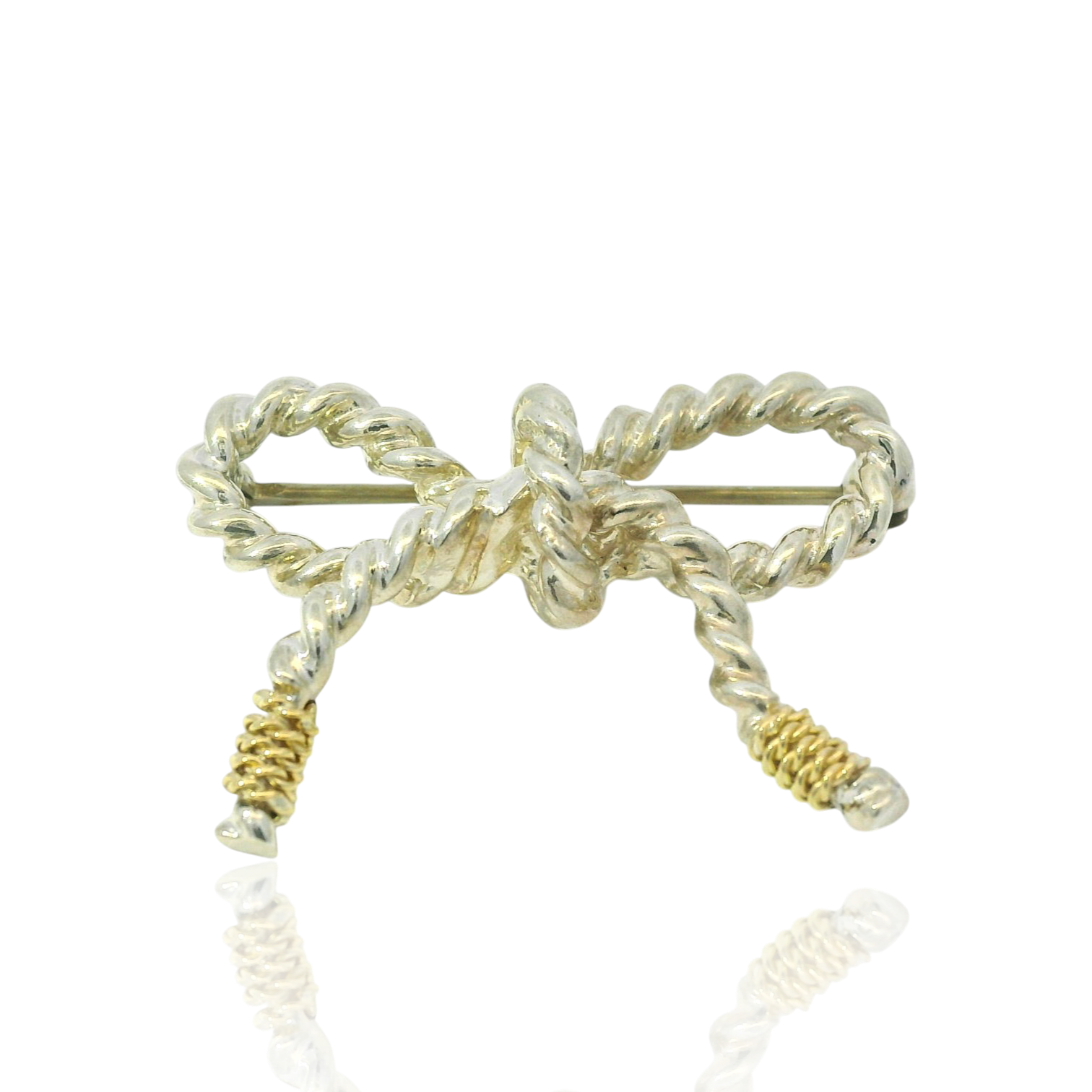 Estate Tiffany & Co. Pins & Brooches Tiffany & Co. Estate Sterling Silver & 18K Yellow Gold Rope Bow Pin