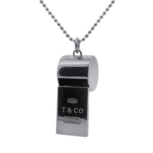 Tiffany & Co. Estate Sterling Silver Whistle Pendant Necklace