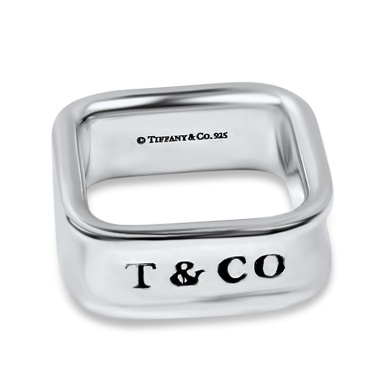 Estate Tiffany & Co. Wedding Band Tiffany & Co. Estate Sterling Silver Wide Square Band 5.25