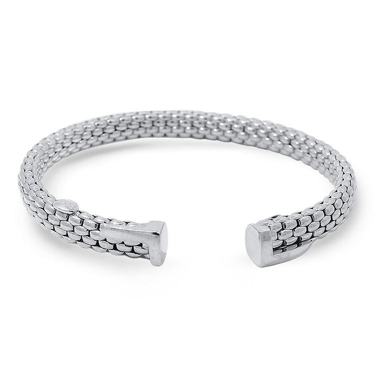 Fope Bracelet Estate Fope 18K White Gold Woven Open Cuff Bracelet