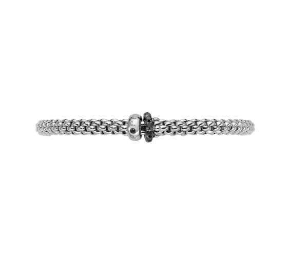 Fope Bracelet Fope 18k White Gold "Solo Collection" Flex'it Double Rondel Black Diamond Bracelet