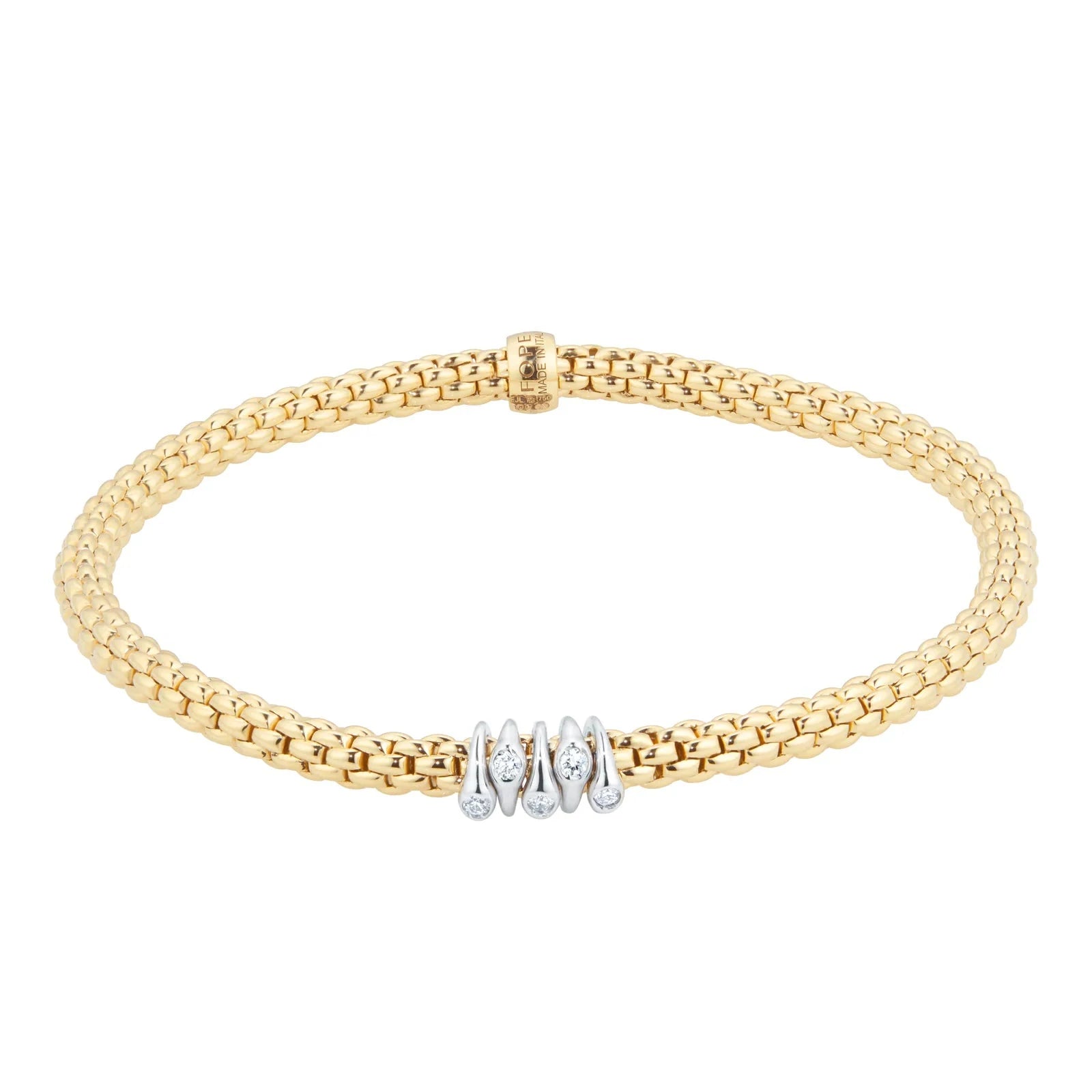 Fope Bracelet Fope 18k Yellow Gold Flex’it Prima Diamond Bar Bracelet