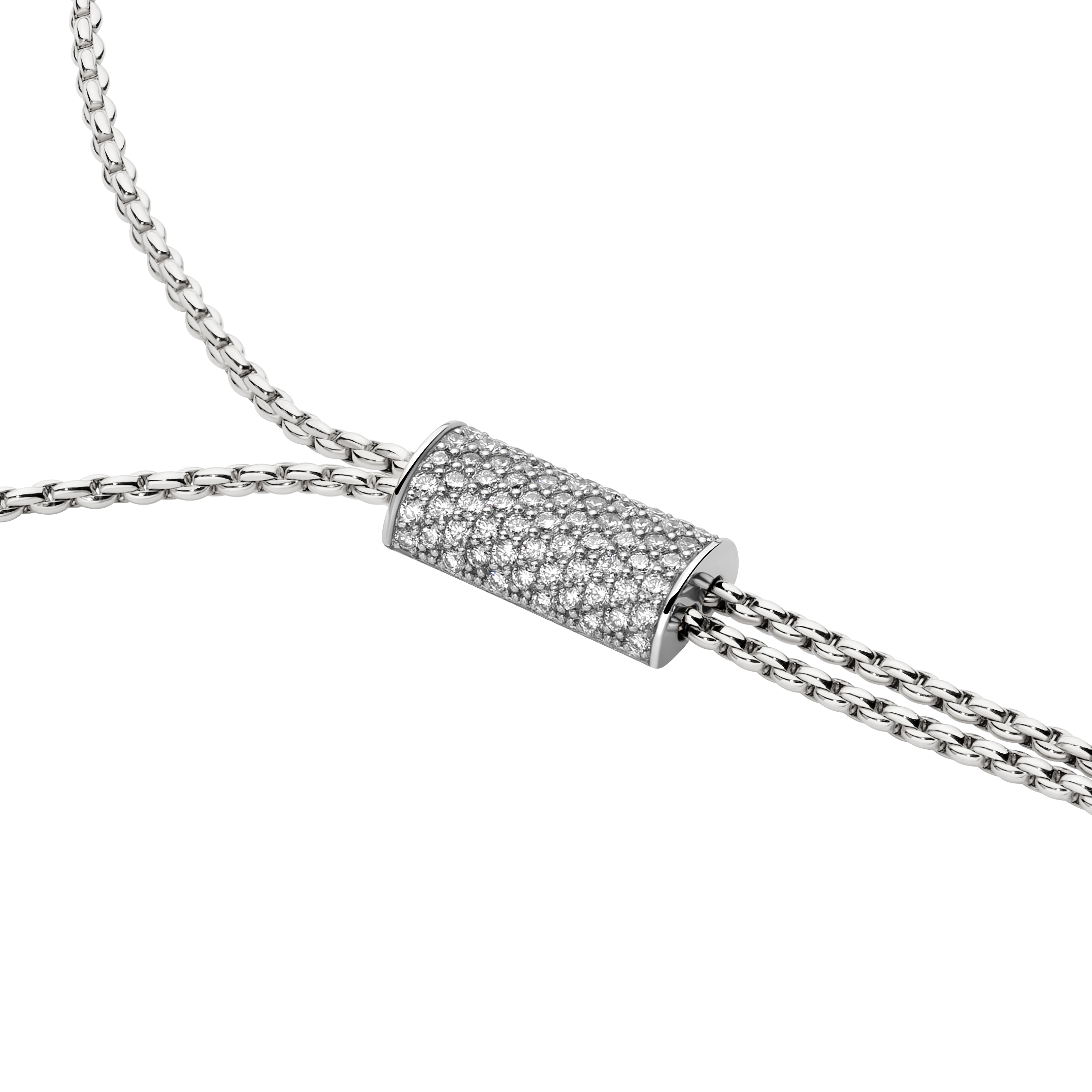 Fope Necklace Fope Aria 18K White Gold Slider Necklace with Diamond Pavé - 35 Inches